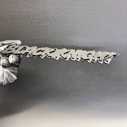 BLACK KNIGHT 3D vehicle emblem with aggressive custom lettering