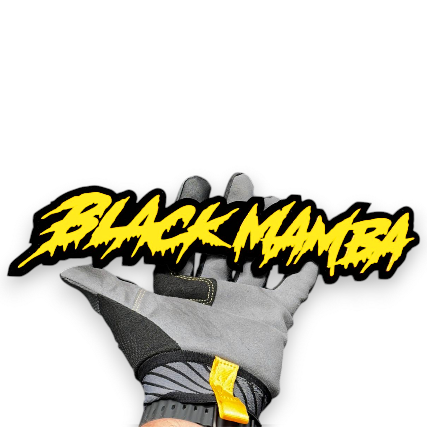Red Black Mamba badge with sharp racing-inspired style for muscle cars, street builds, and hood decor.