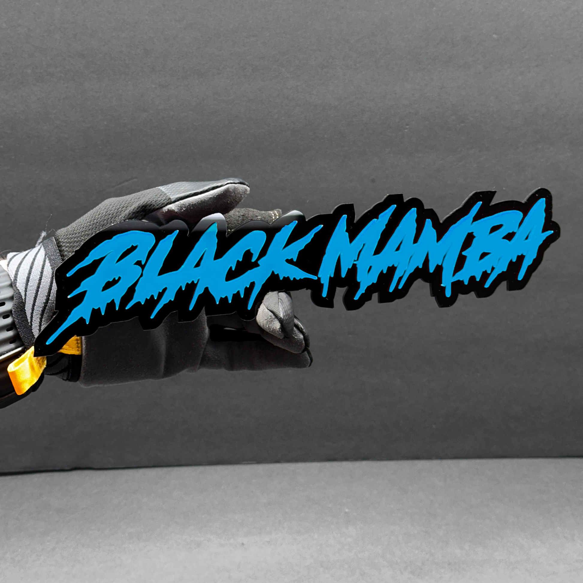 Glossy yellow Black Mamba car badge for GMC Sierra offroad truck accessory