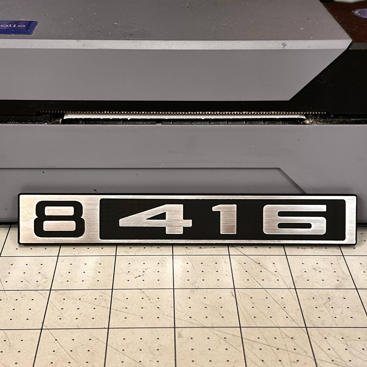 Silver and black 416 front truck emblem badge for classic 1967-1972 C10 pickup restoration.