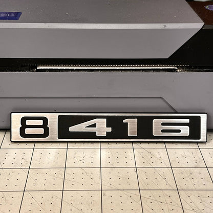 Silver and black 416 front truck emblem badge for classic 1967-1972 C10 pickup restoration.