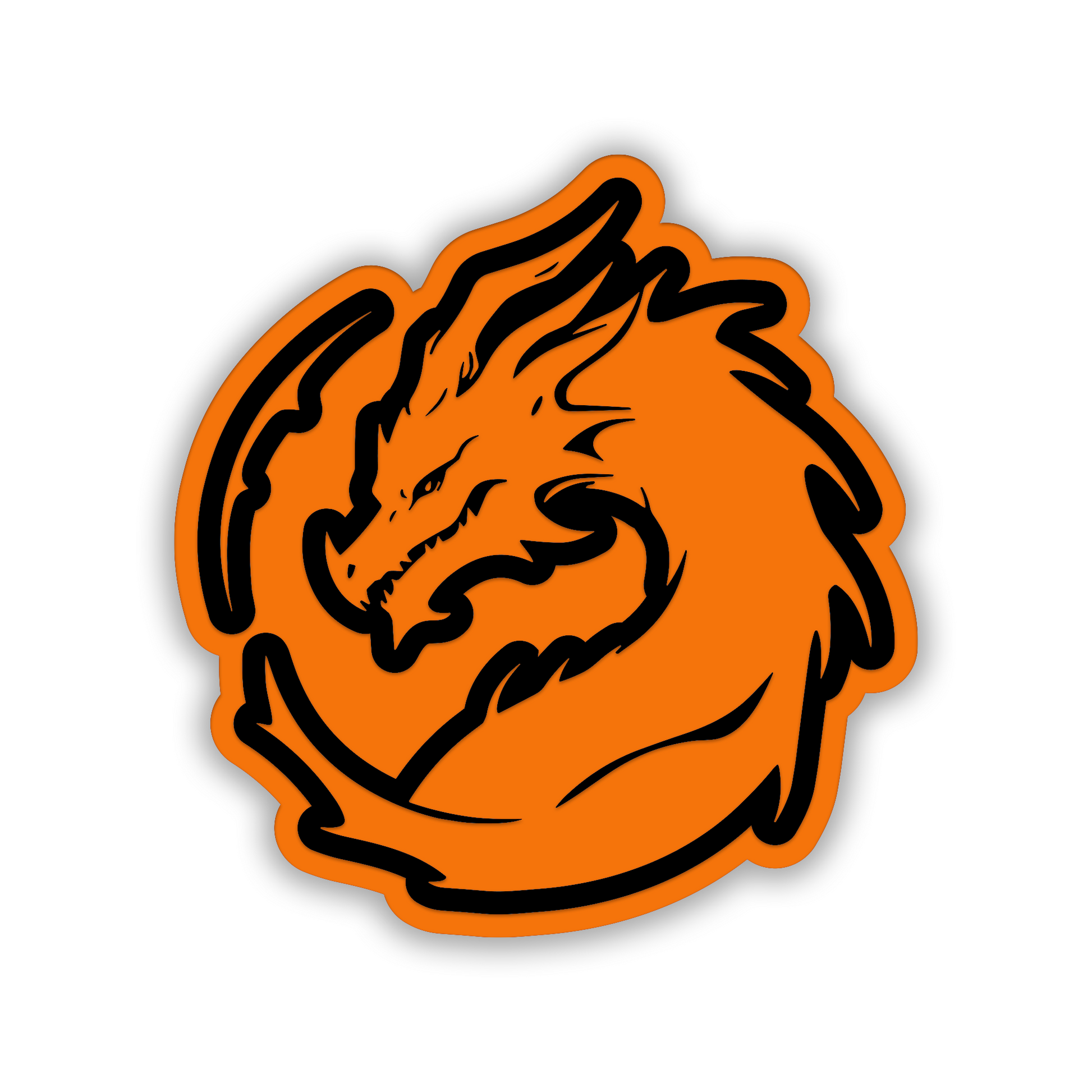 Dragon head truck and car exterior badge with brushed metal appearance