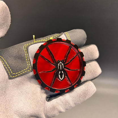 Jeep compatible red Black Widow spider emblem with black detailing