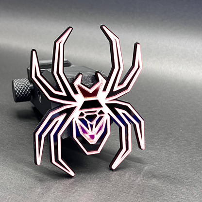 Decorative Black Widow hitch cover emblem for trucks, Jeeps, SUVs, and off-road vehicles.
