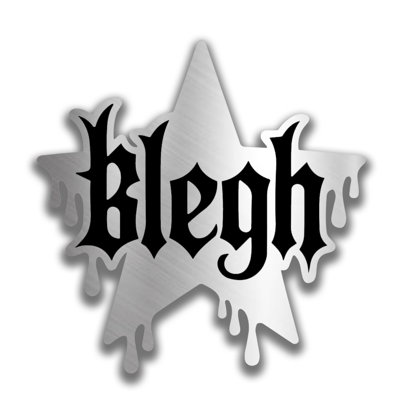 Custom BLEGH engraving car badge for truck or car exterior with bold heavy metal style