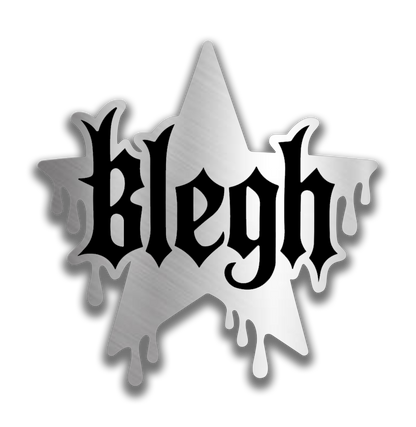 Custom BLEGH engraving car badge for truck or car exterior with bold heavy metal style