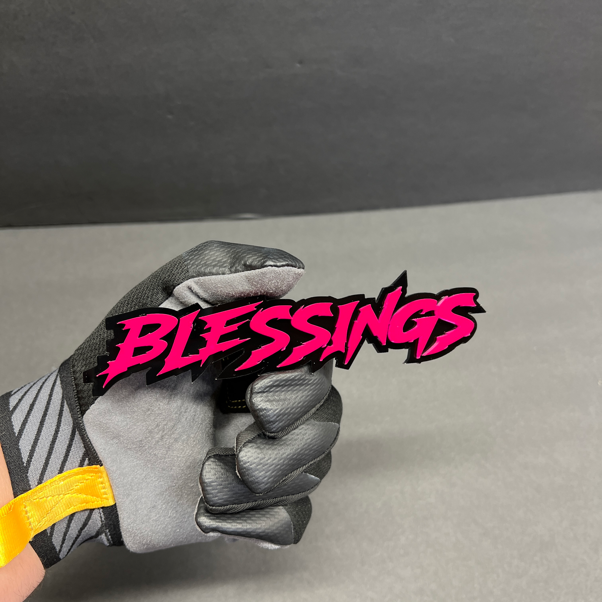 Laser cut Blessings acrylic emblem for custom truck and muscle car styling