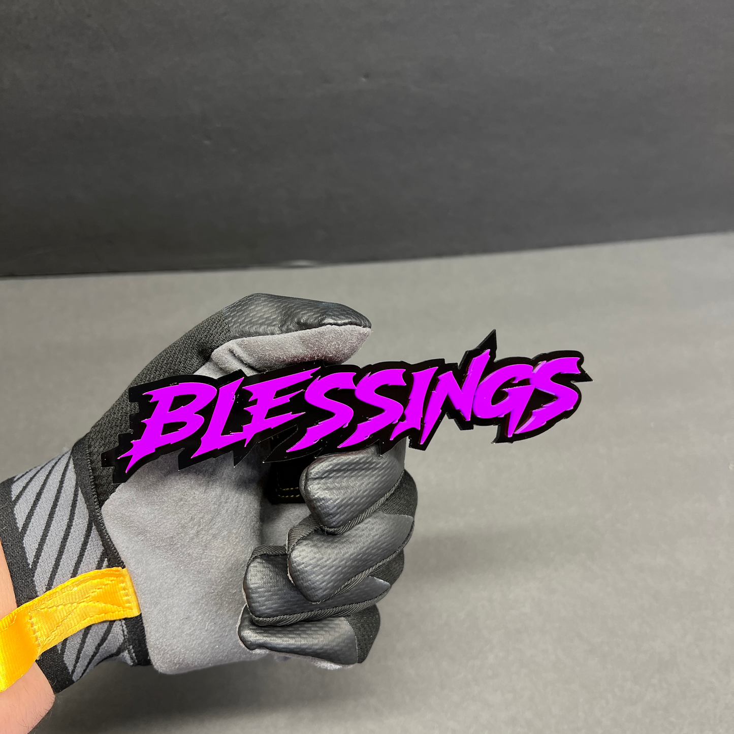Custom Blessings text badge for vehicle fender, grille, or tailgate upgrade