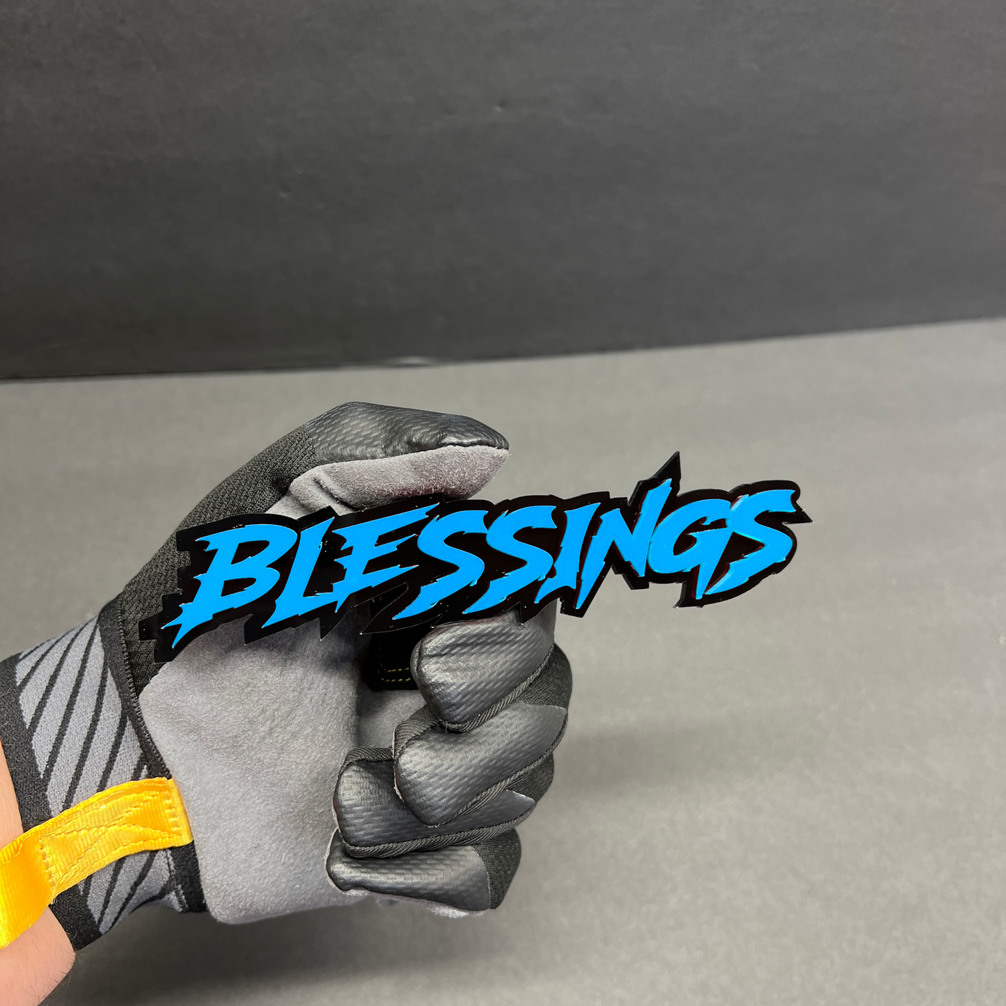 Performance style Blessings text emblem for truck hood or tailgate