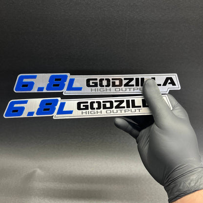 6.8L GODZILLA 3D Car Emblem Silver Fender Badge - Exterior Truck Decal