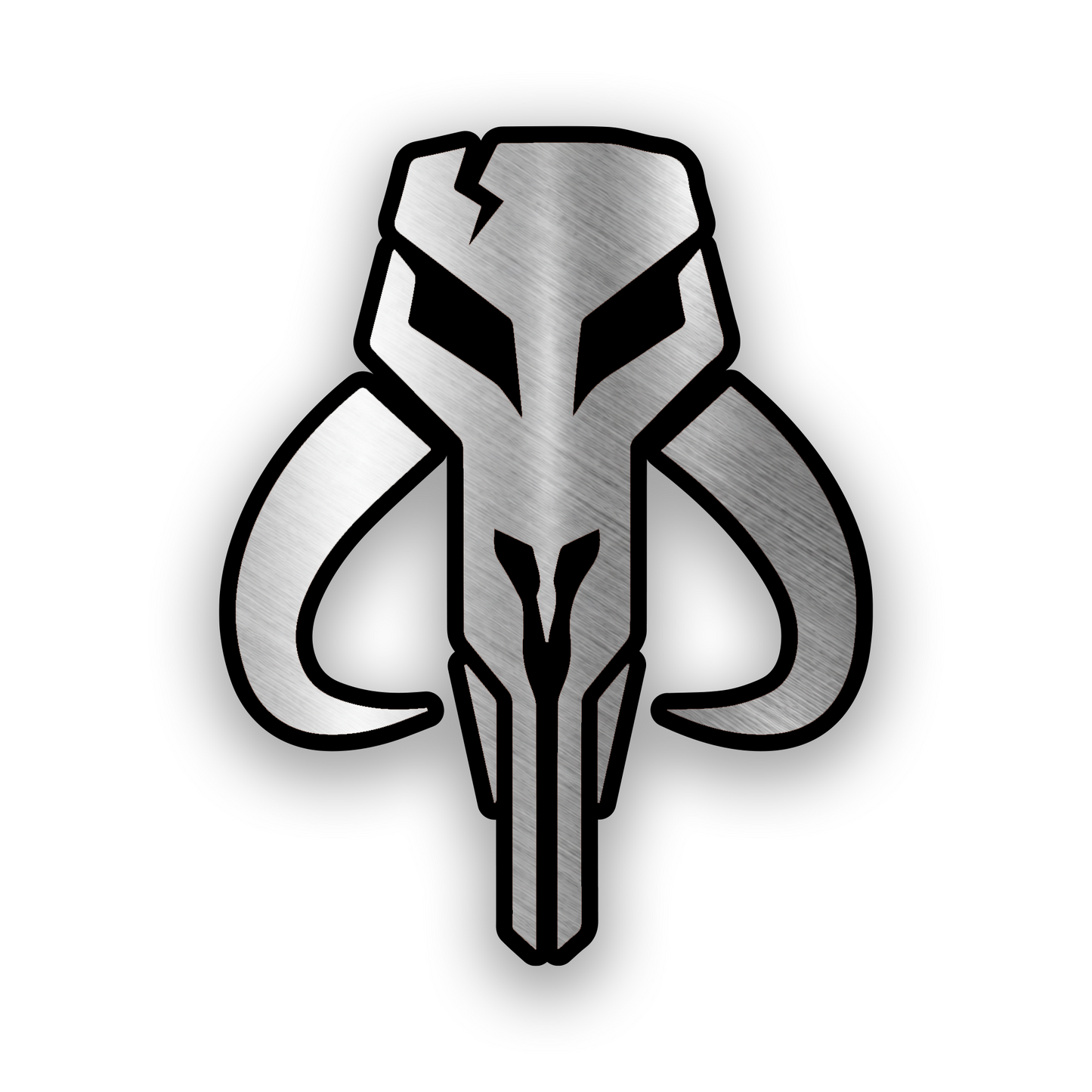 Star Wars inspired car emblem featuring a Boba Fett style engraved design