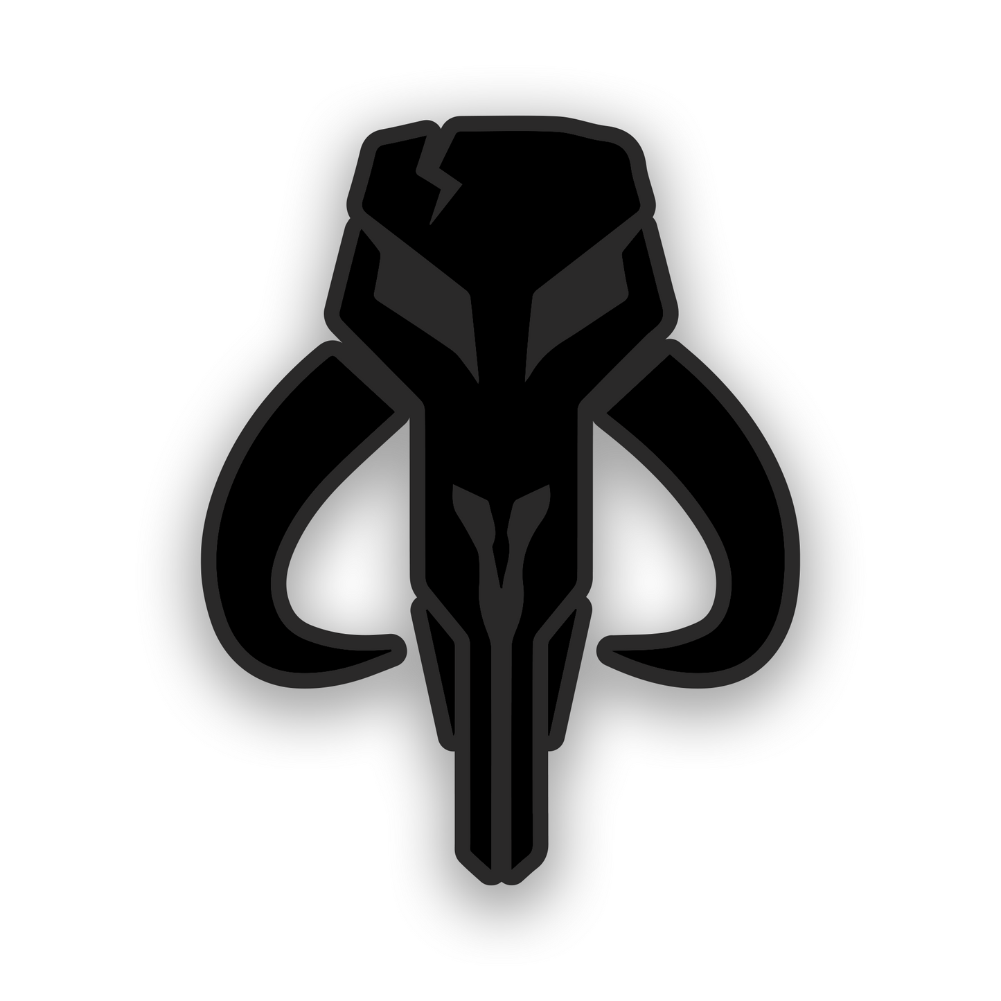 Engraved car badge with Boba Fett helmet inspired automotive artwork