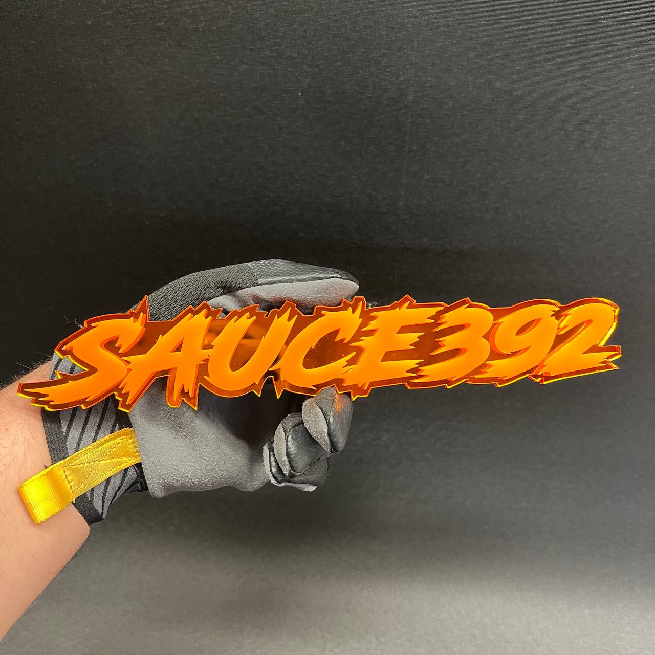 acrylic lightning font badge bright high contrast finish