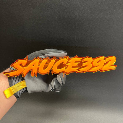 acrylic lightning font badge bright high contrast finish