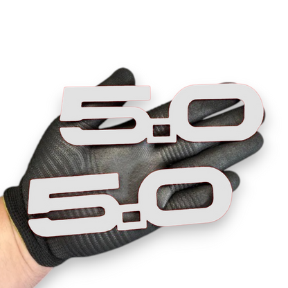green 5.0 badge installed on ford f250 f350 heavy duty truck
