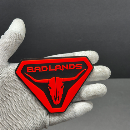 Red 3D acrylic Bronco Badlands skull fender badge emblem – durable adhesive car accessory for Ford Bronco 2021+