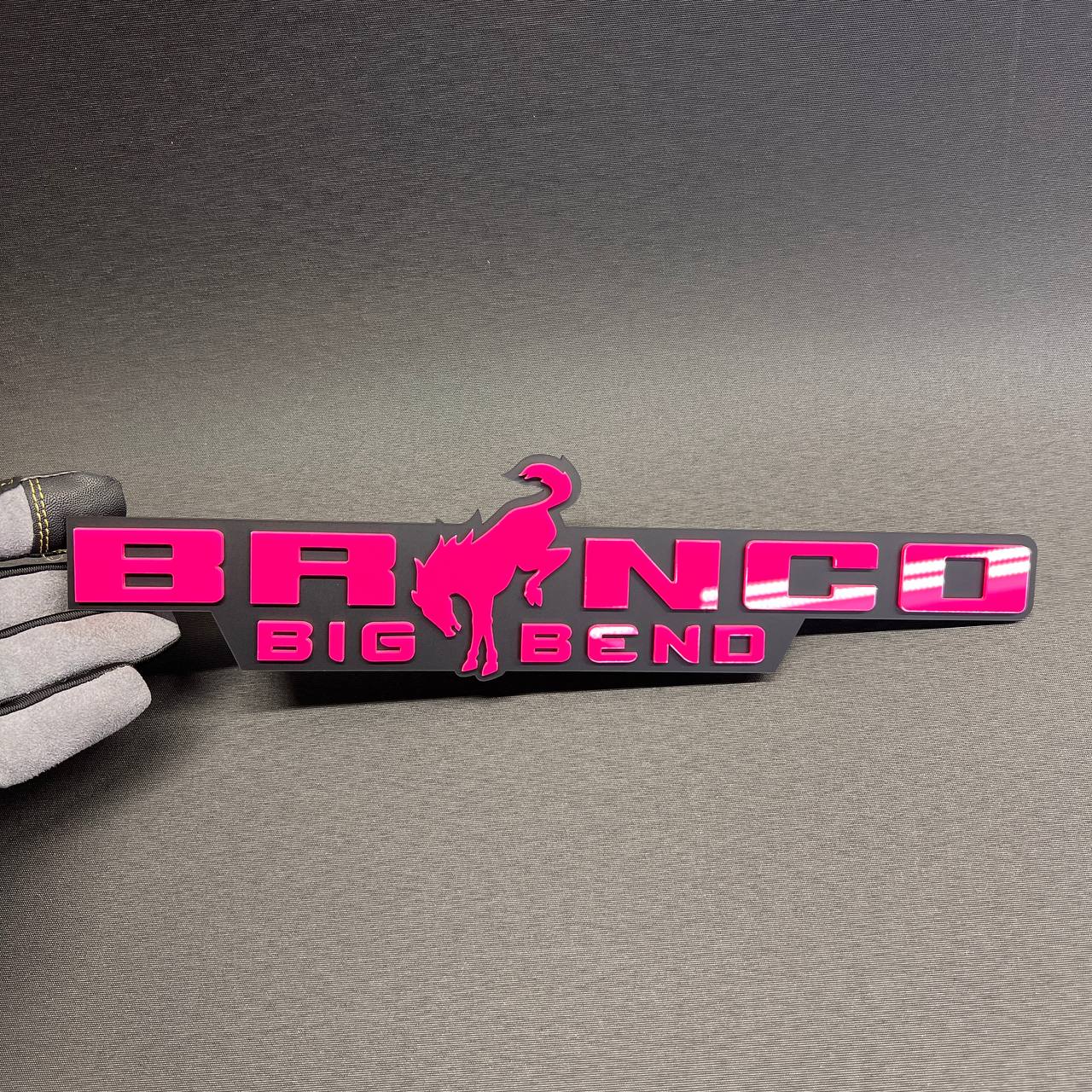 Custom Bronco Big Bend exterior emblem with 3M adhesive backing