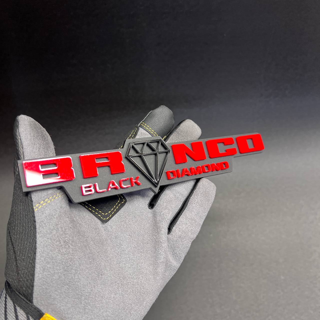 Black Diamond Bronco fender emblem made for truck exterior customization