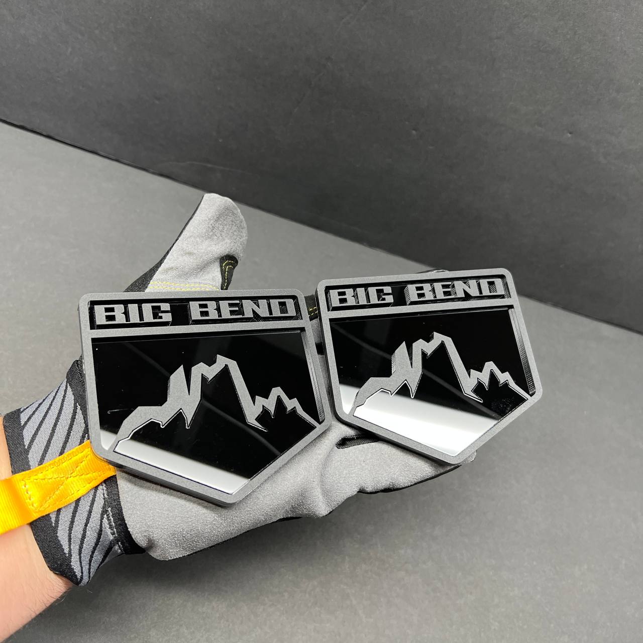 Automotive grade acrylic mountain badge UV and weather resistant finish