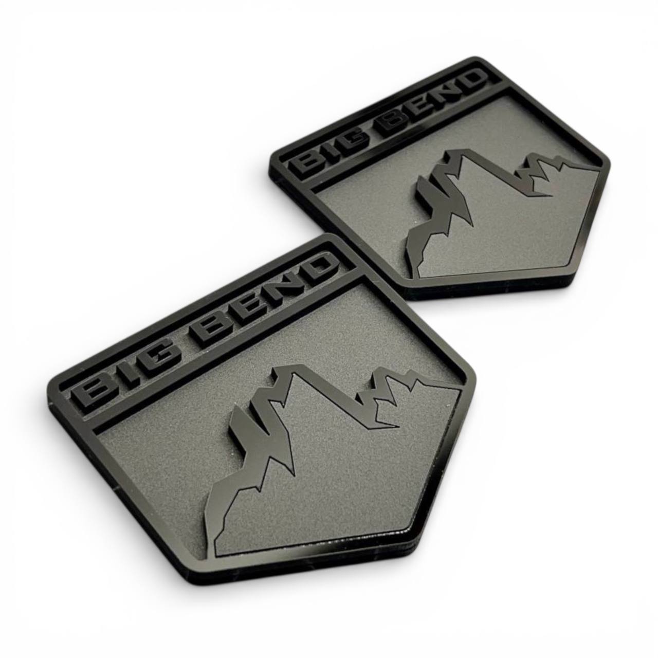Big Bend Style Mountain Emblems for Ford Bronco – Matte Black Acrylic Badge Set of 2
