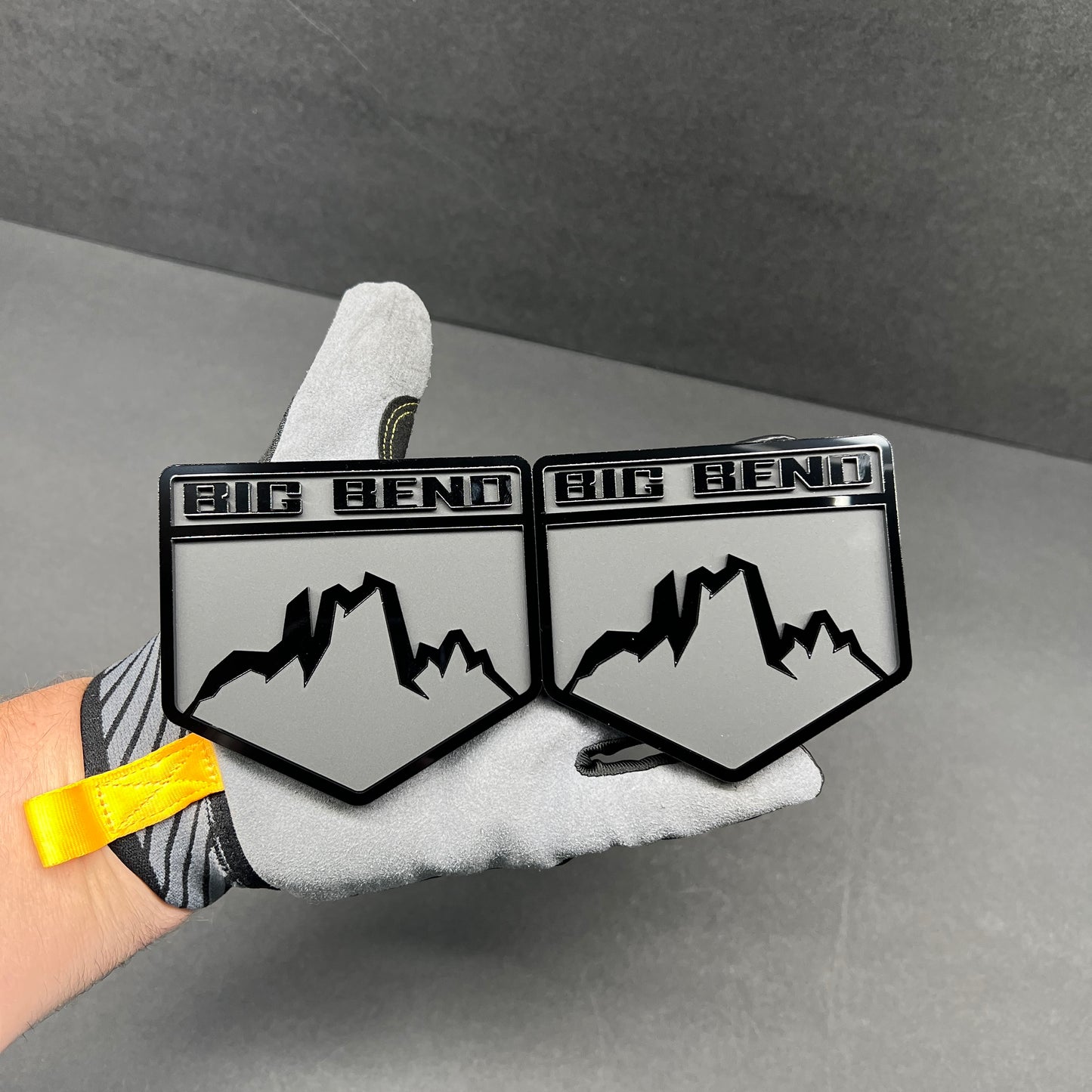 Big Bend Style Mountain Emblems for Ford Bronco – Matte Black Acrylic Badge Set of 2