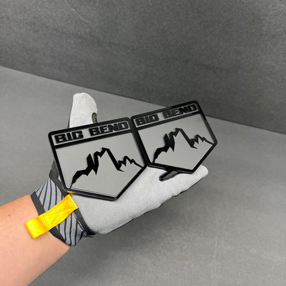 Big Bend Style Mountain Emblems for Ford Bronco – Matte Black Acrylic Badge Set of 2