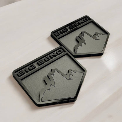 Big Bend Style Mountain Emblems for Ford Bronco – Matte Black Acrylic Badge Set of 2
