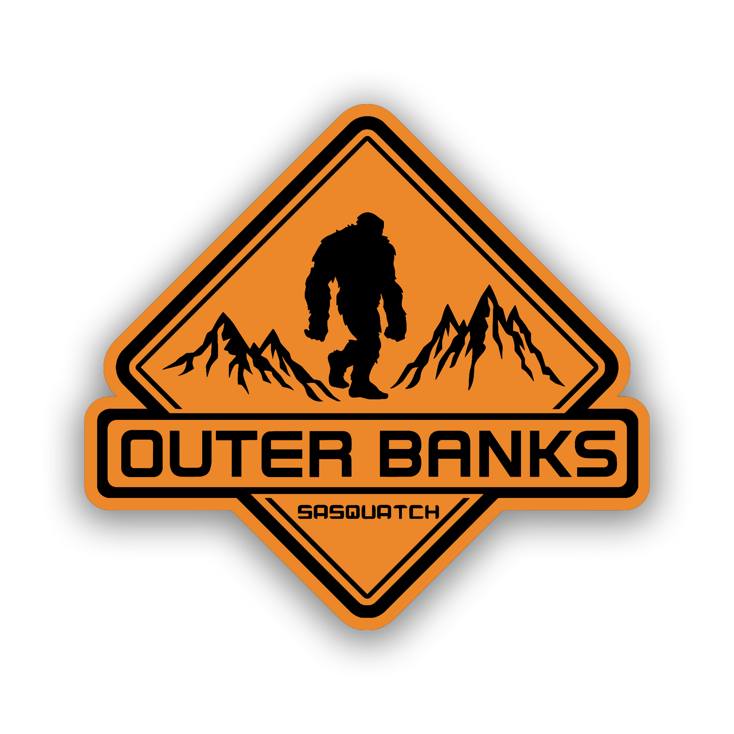 Off-road inspired Outer Banks Sasquatch custom vehicle emblem.