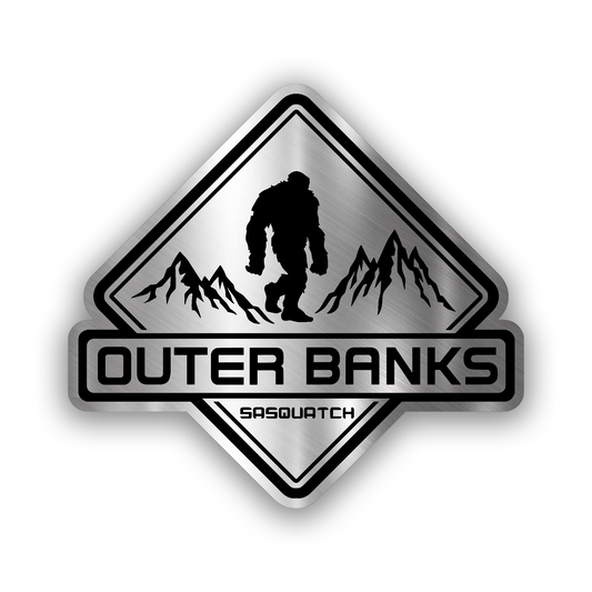 Outer Banks Big Sasquatch custom color car badge for Ford Bronco exterior.