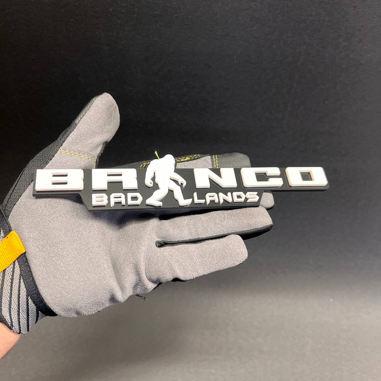 Aftermarket Bronco Sasquatch car badge for off-road vehicle styling