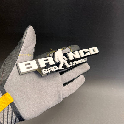 Black and white Bronco Sasquatch truck badge for fender or tailgate
