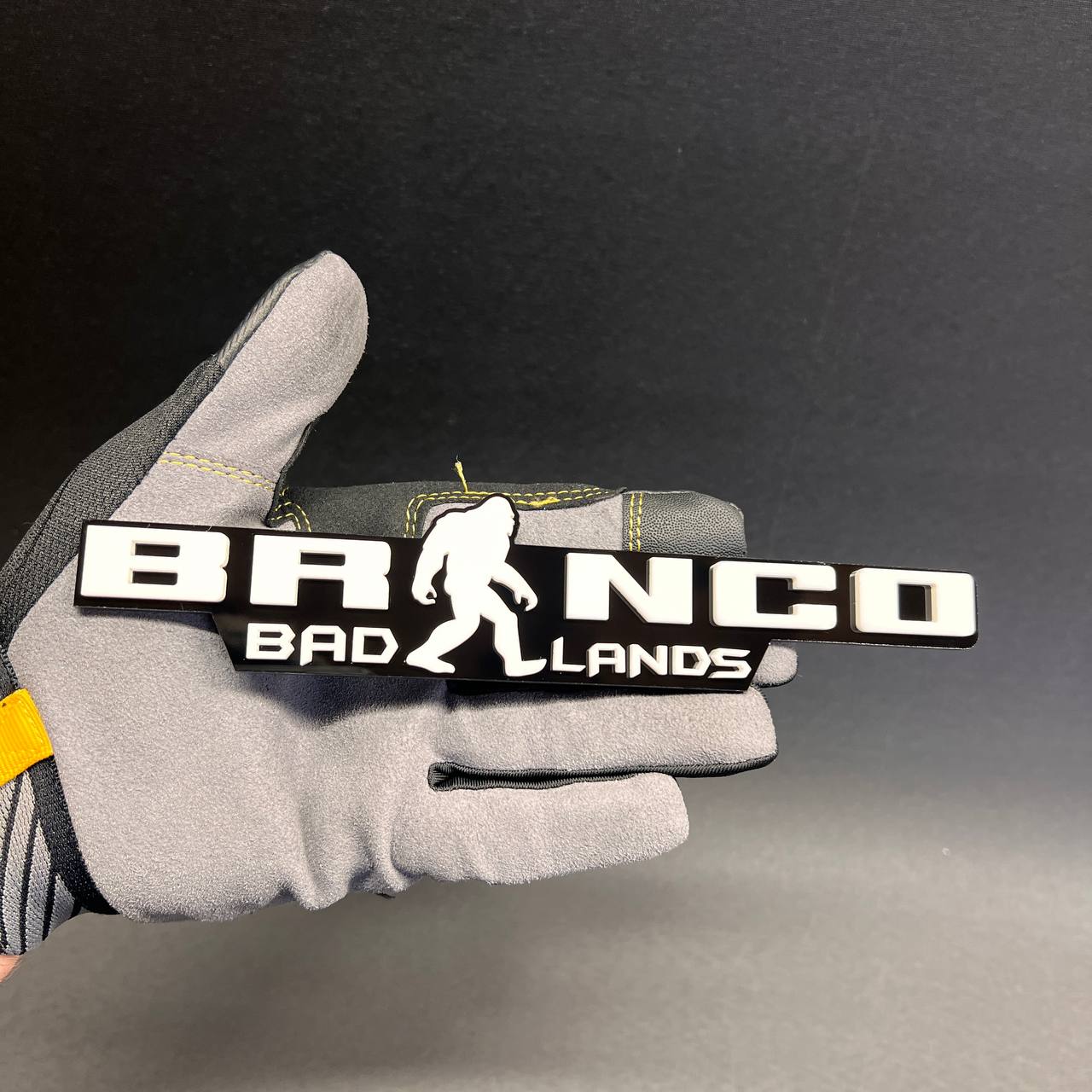 Bronco Sasquatch exterior car emblem with 3M adhesive backing