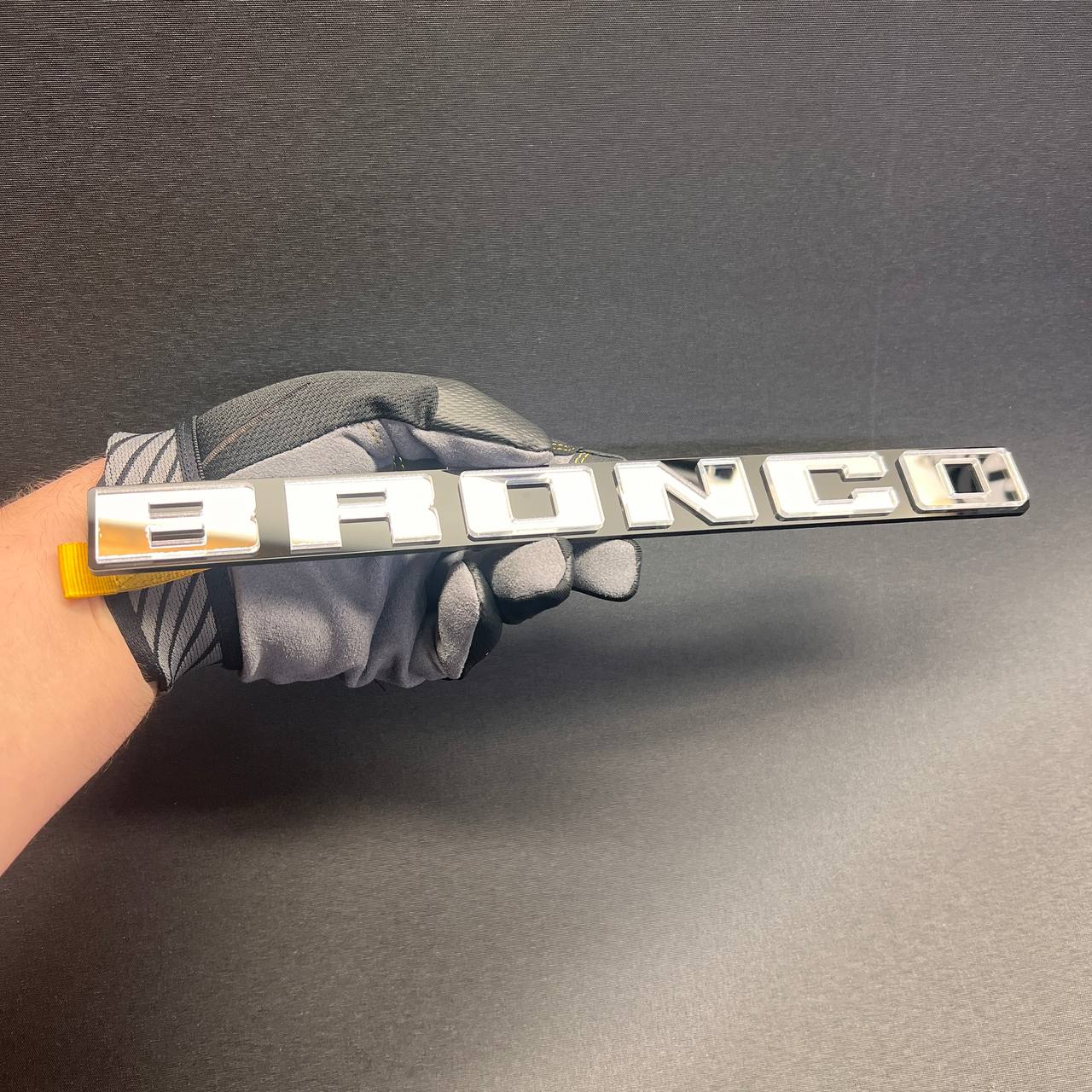 BRONCO truck exterior badge designed for fender, tailgate, or side panel use