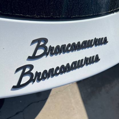 Matte black Broncosaurus car badge fender emblem side accessory