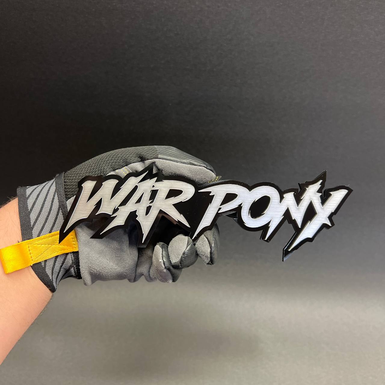 custom sharp text car badge brushed metal look style