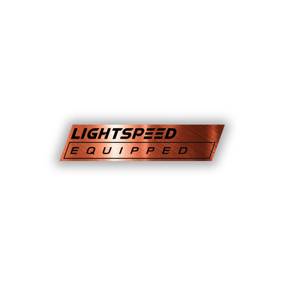 Lightspeed Equipped automotive emblem for sci-fi vehicle customization