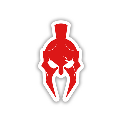 Spartan warrior helmet fender badge in brushed silver and glossy black
