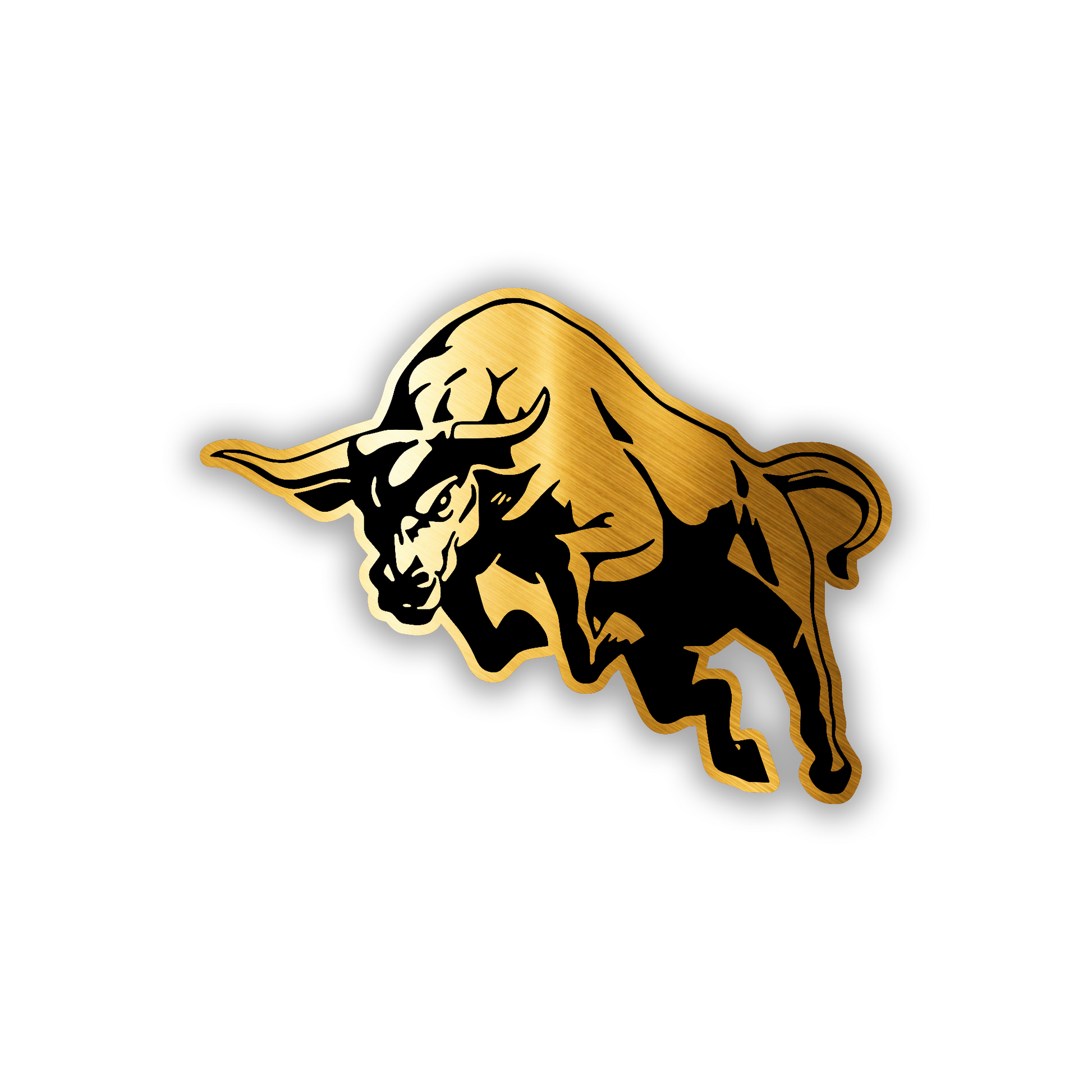 Charging Bull engraved car emblem with bold detailed animal design