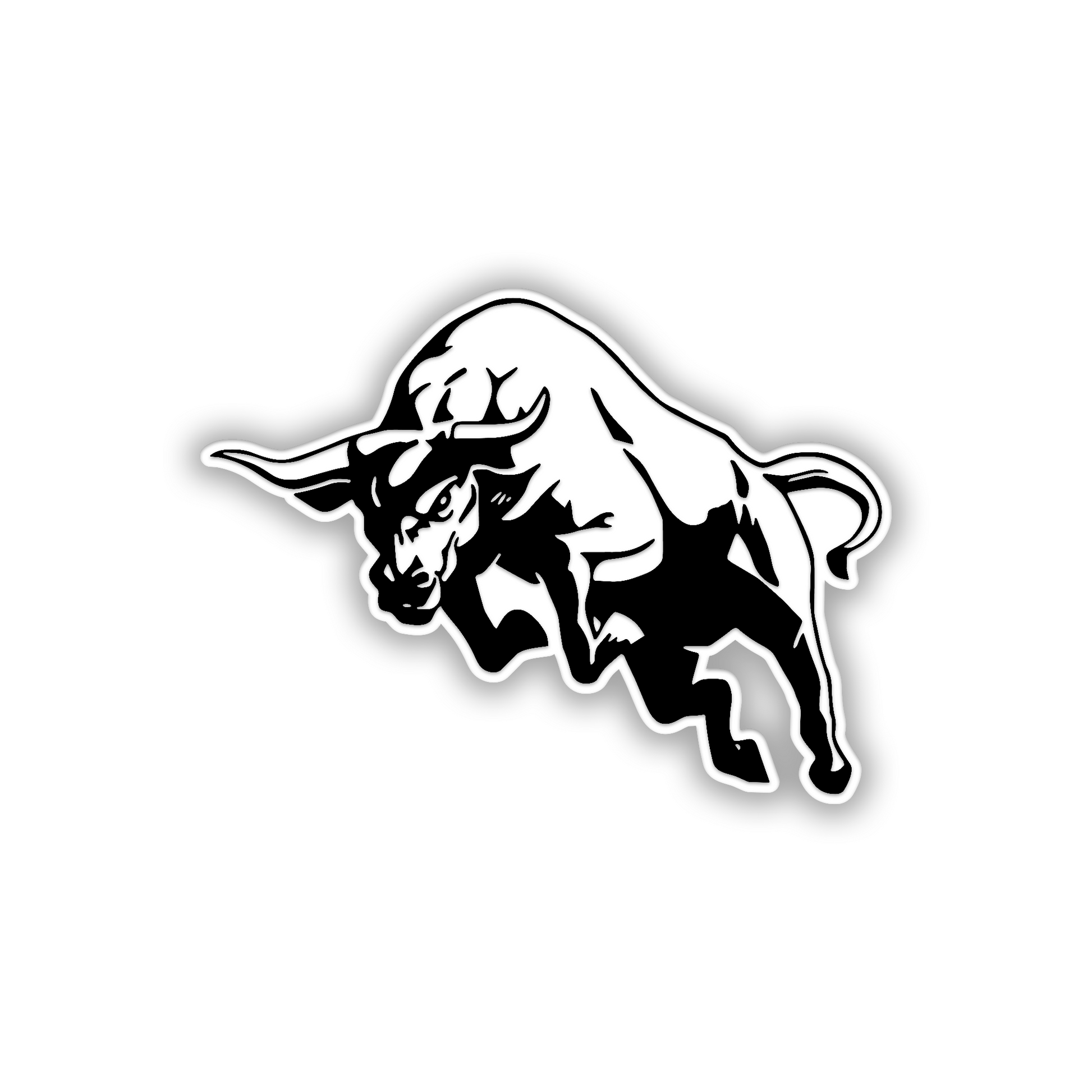 Silver and black Bull car badge for exterior automotive customization