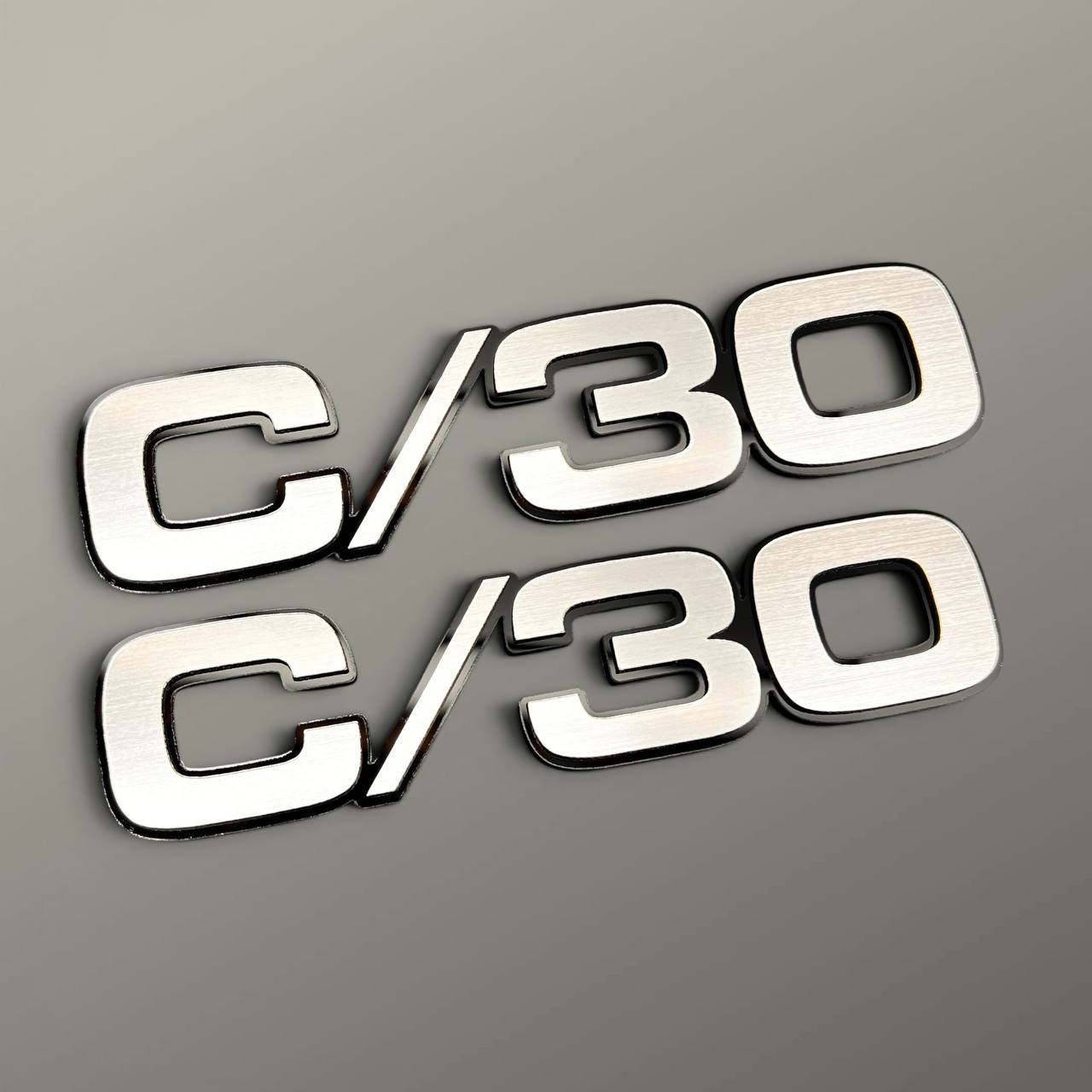 Chevy GMC C/30 truck exterior badge with brushed silver billet front finish