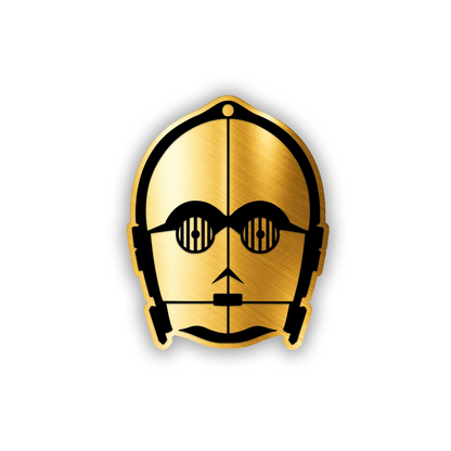 C3PO car badge with durable 3M automotive adhesive backing