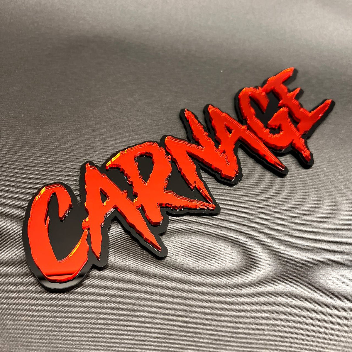 Custom CARNAGE car badge for fender tailgate or exterior vehicle decoration