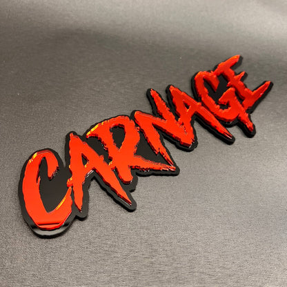 Custom CARNAGE car badge for fender tailgate or exterior vehicle decoration