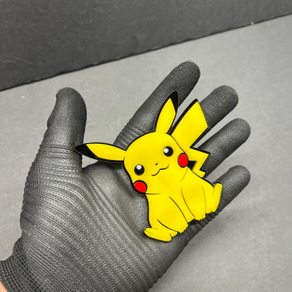 Custom picachu inspired yellow mouse truck exterior decal with red cheek details