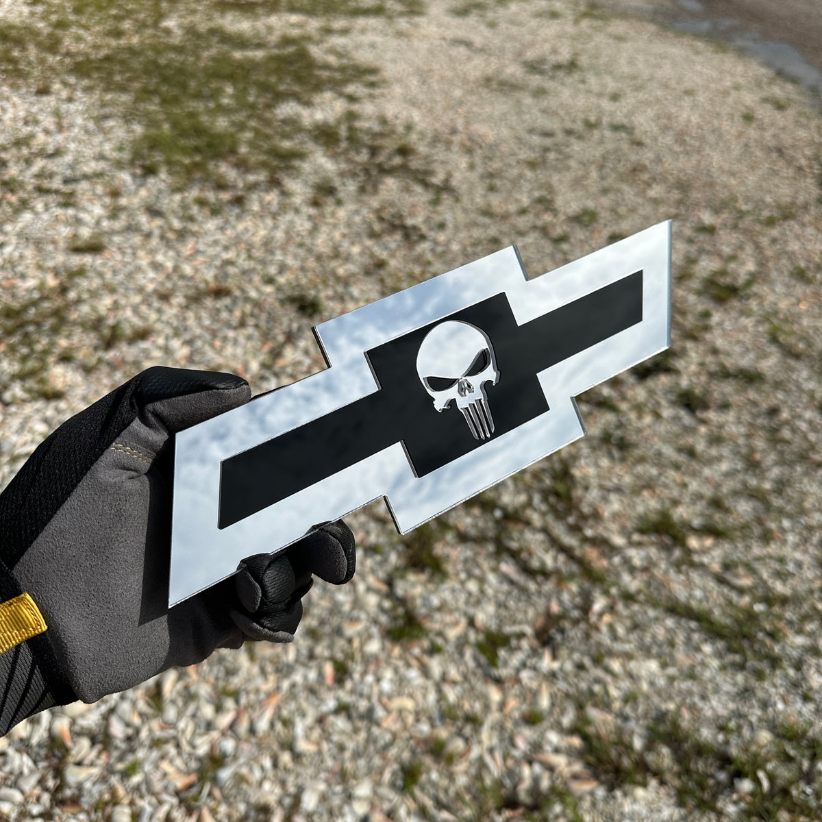Chevrolet Punisher Skull Bowtie emblem for car or truck exterior