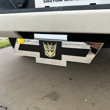 Chevy Bowtie glow in the dark Decepticon hitch cover for custom truck styling
