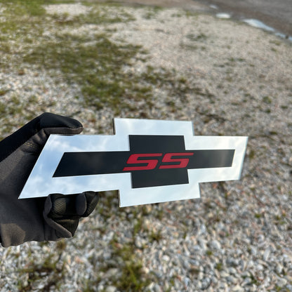 design.jpg
Chevrolet SS car badge with Bowtie design and red SS logo