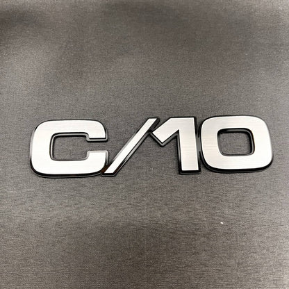 Silver billet C/10 truck fender emblem for classic Chevy and GMC exterior