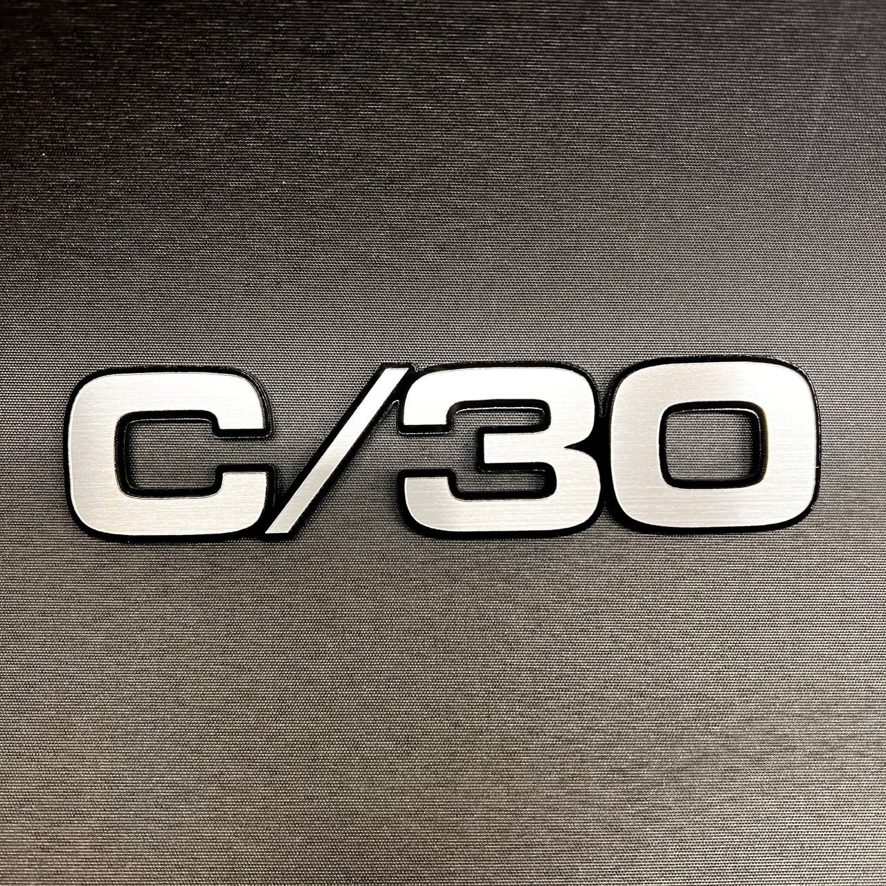Custom silver billet C/30 emblem badge for Chevrolet Chevy GMC pickup truck