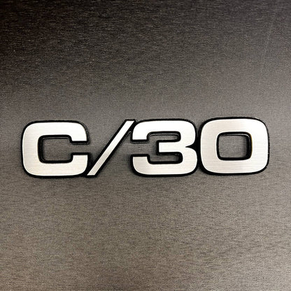 Custom silver billet C/30 emblem badge for Chevrolet Chevy GMC pickup truck